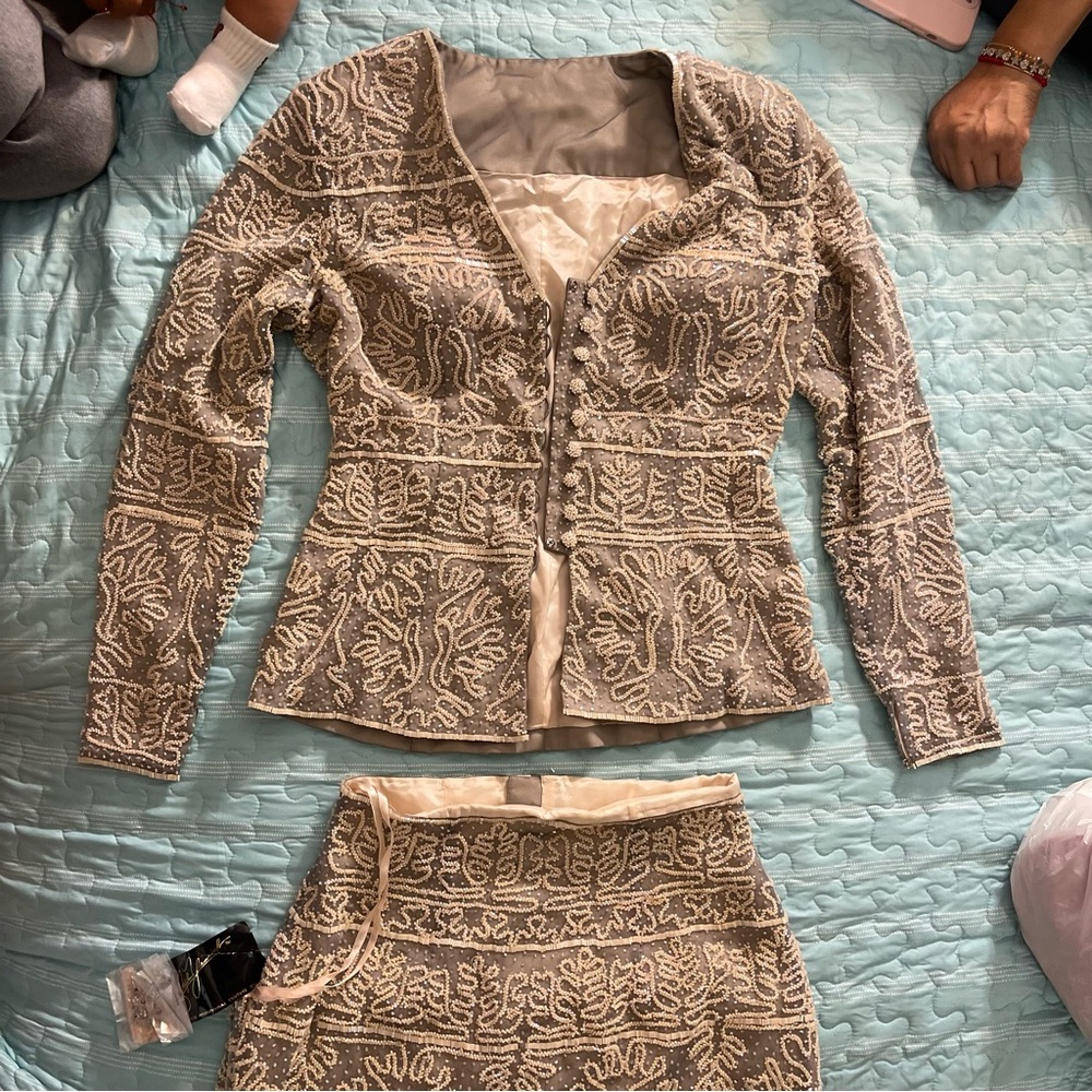 Elegant Cream Embroidered Women's Dress